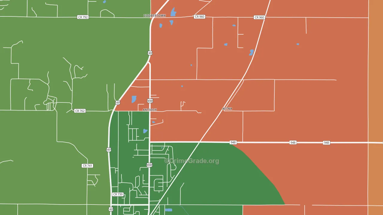 Goobertown, AR Map of Arson Rates