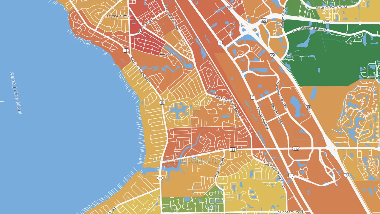Goodby's Creek, Jacksonville, FL Map of Arson Rates