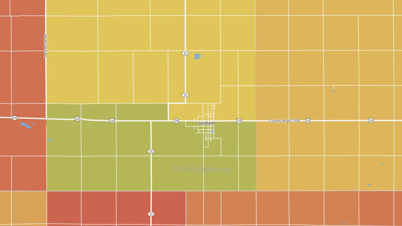Goodland, IN Map of Arson Rates