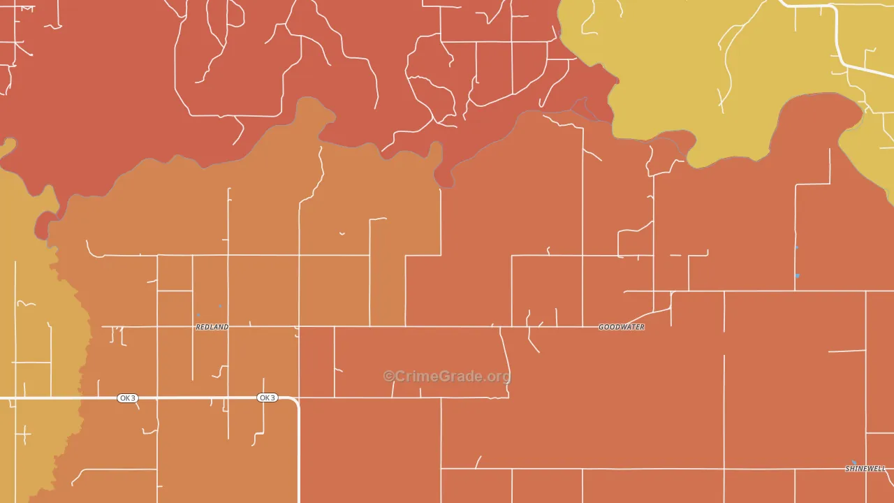 Goodwater, OK Map of Arson Rates