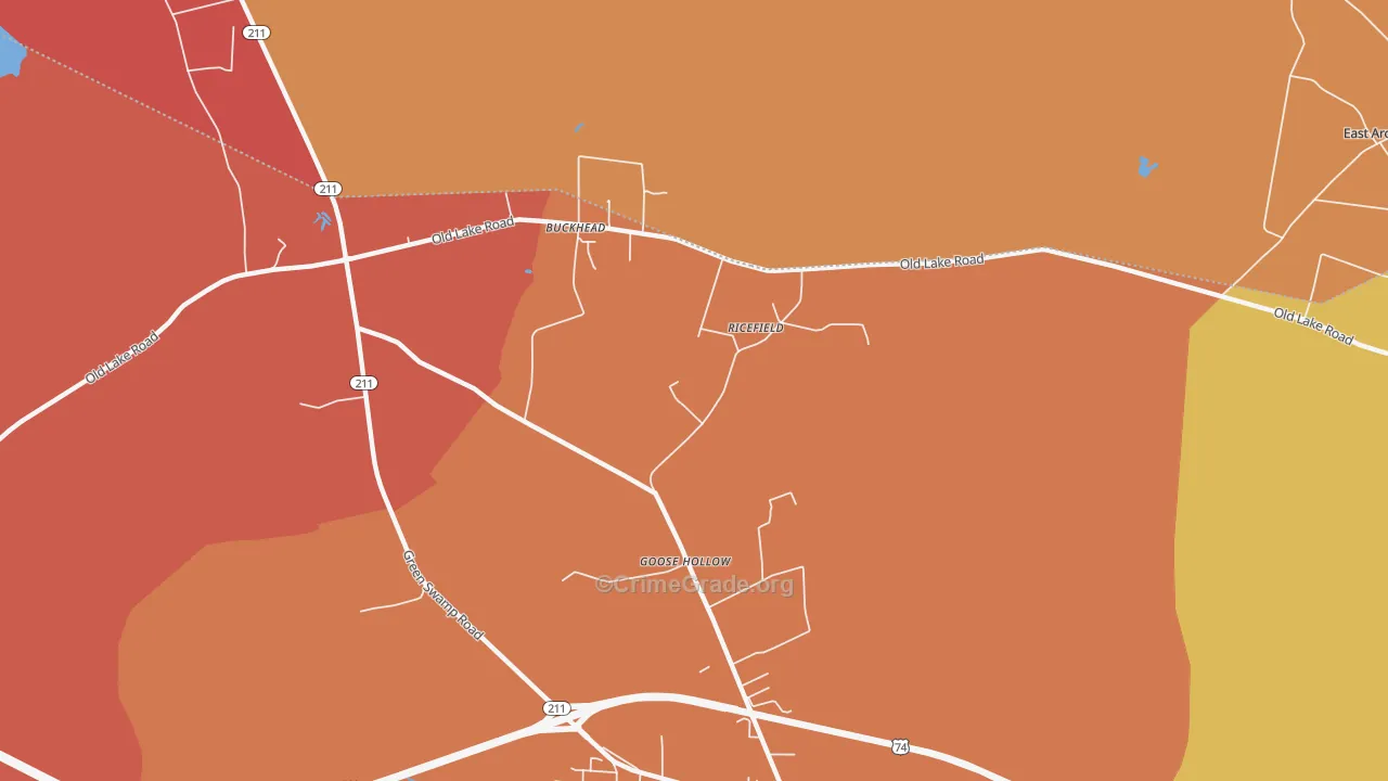 Goose Hollow, NC Map of Arson Rates