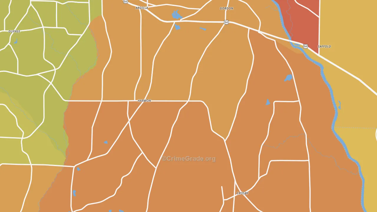 Gordon, AL Map of Arson Rates