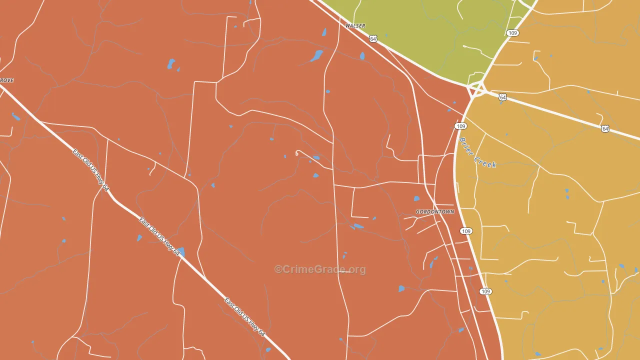 Gordontown, NC Map of Arson Rates