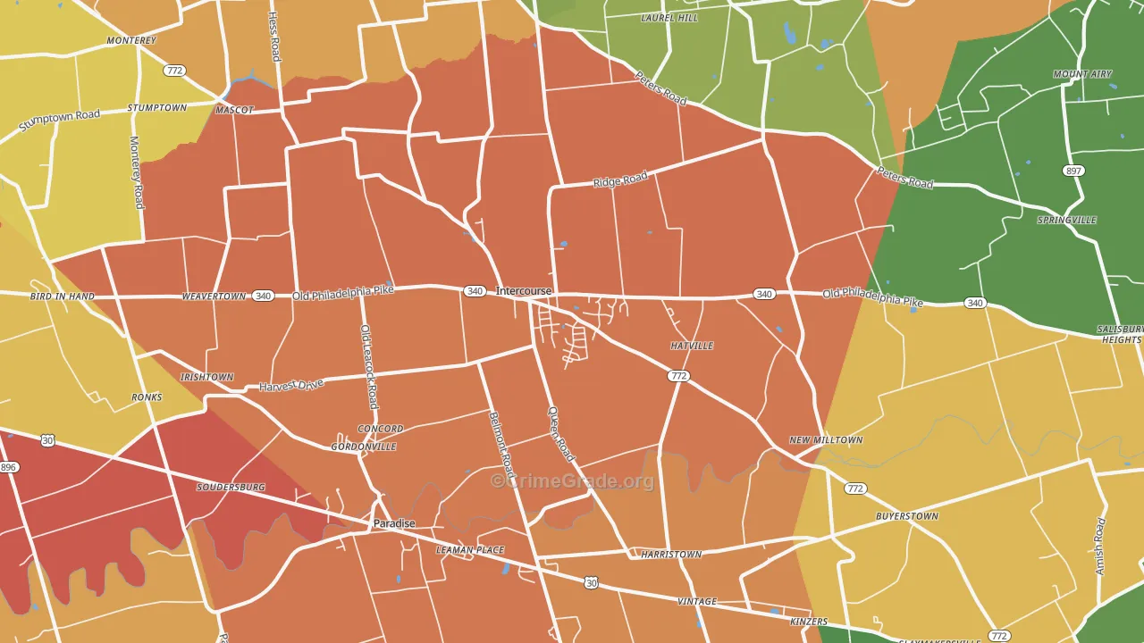 Gordonville, PA Map of Arson Rates