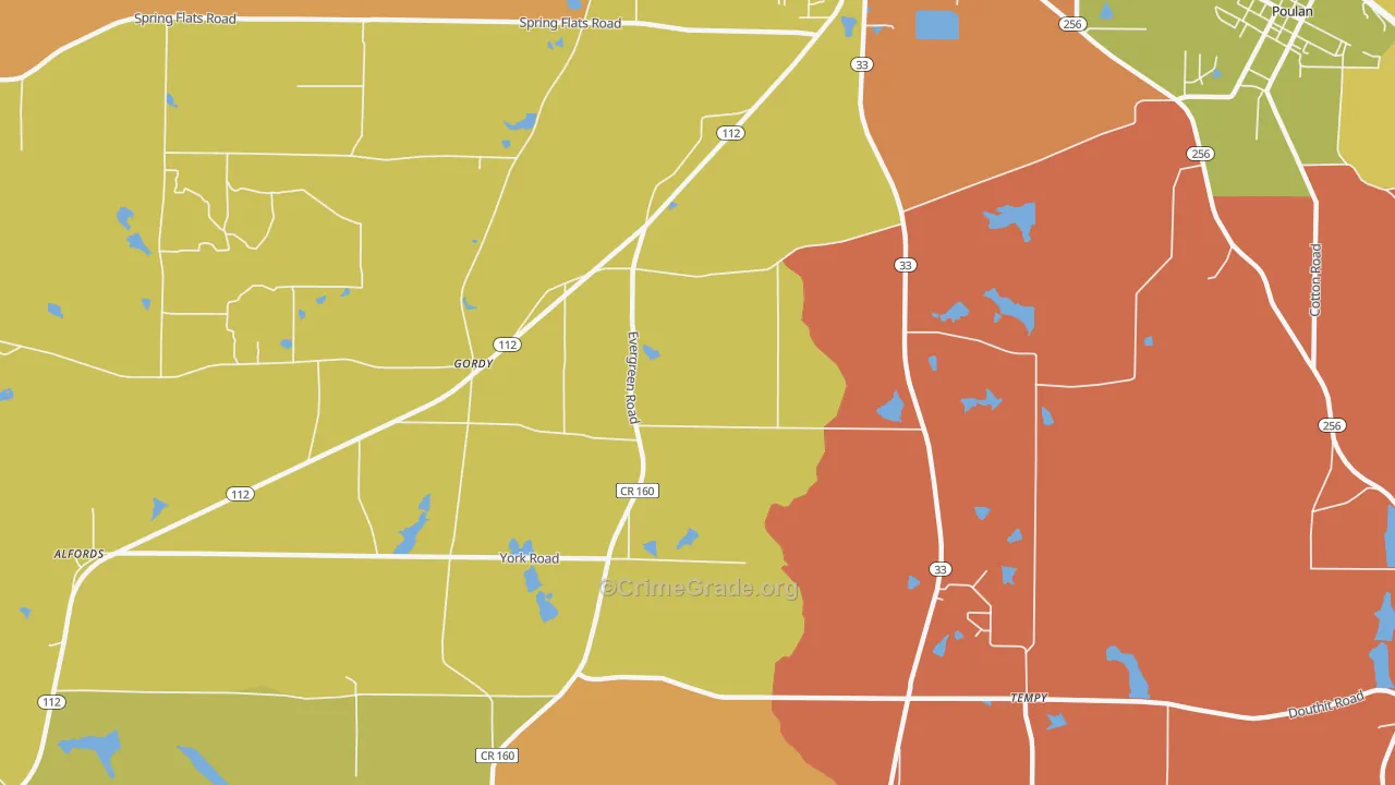 Gordy, GA Map of Arson Rates