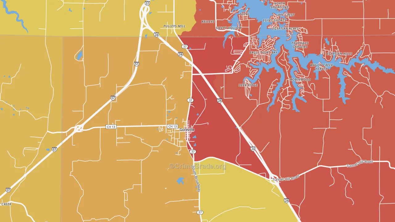 Goreville, IL Map of Arson Rates