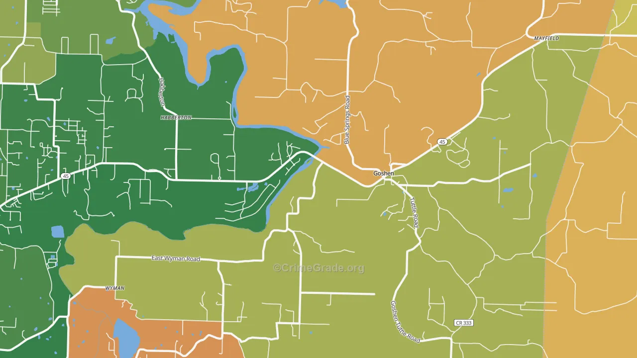 Goshen, AR Map of Arson Rates