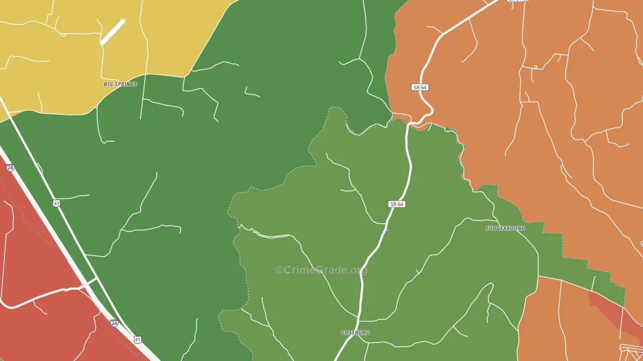 Gossburg, TN Map of Arson Rates
