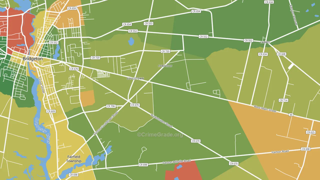 Gouldtown, NJ Map of Arson Rates