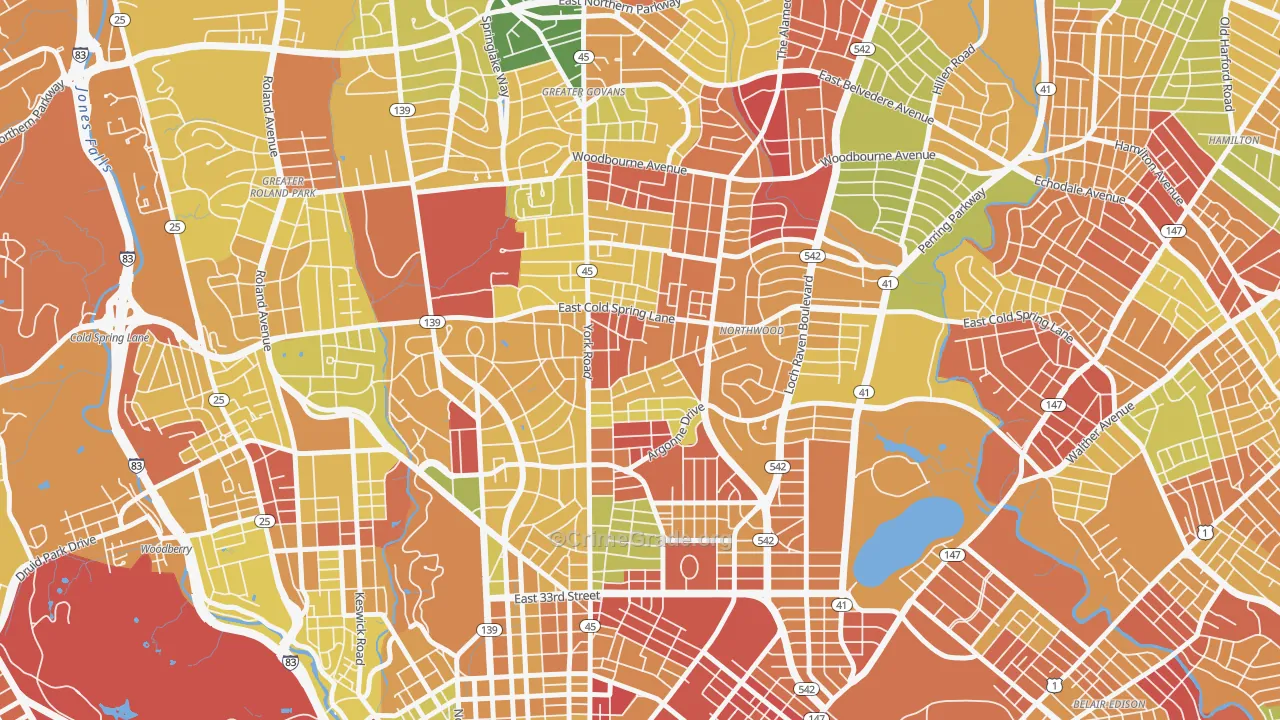 Govans, Baltimore, MD Map of Arson Rates