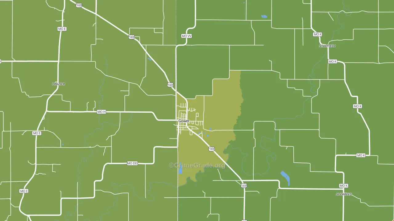 Gower, MO Map of Arson Rates