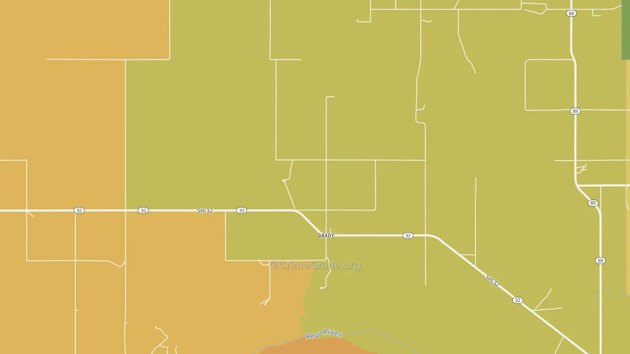 Grady, OK Map of Arson Rates