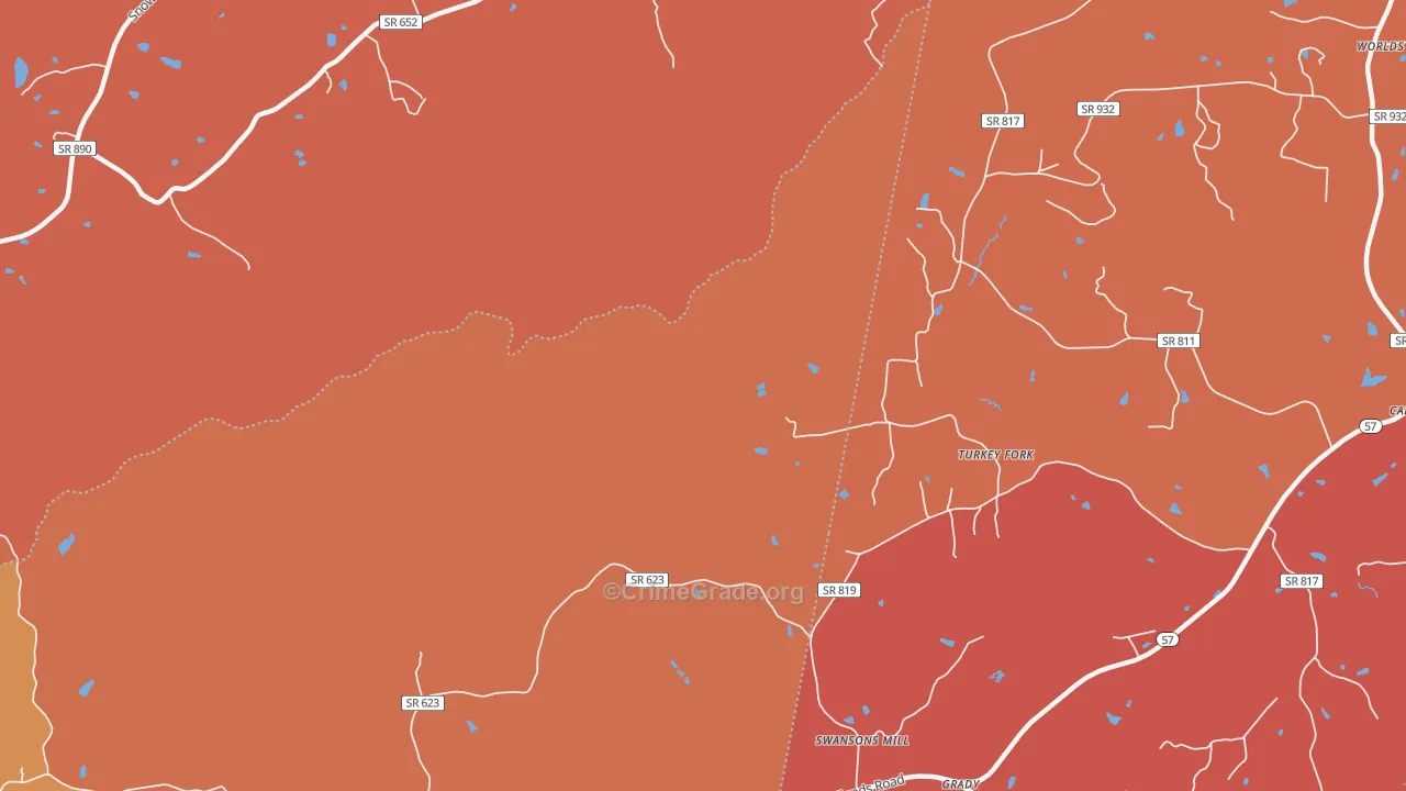 Grady, VA Map of Arson Rates
