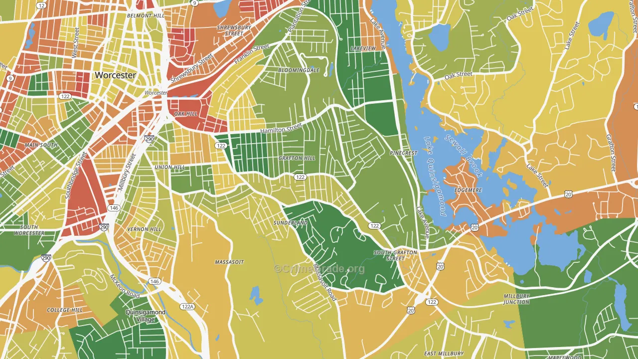 Grafton Hill, Worcester, MA Map of Arson Rates