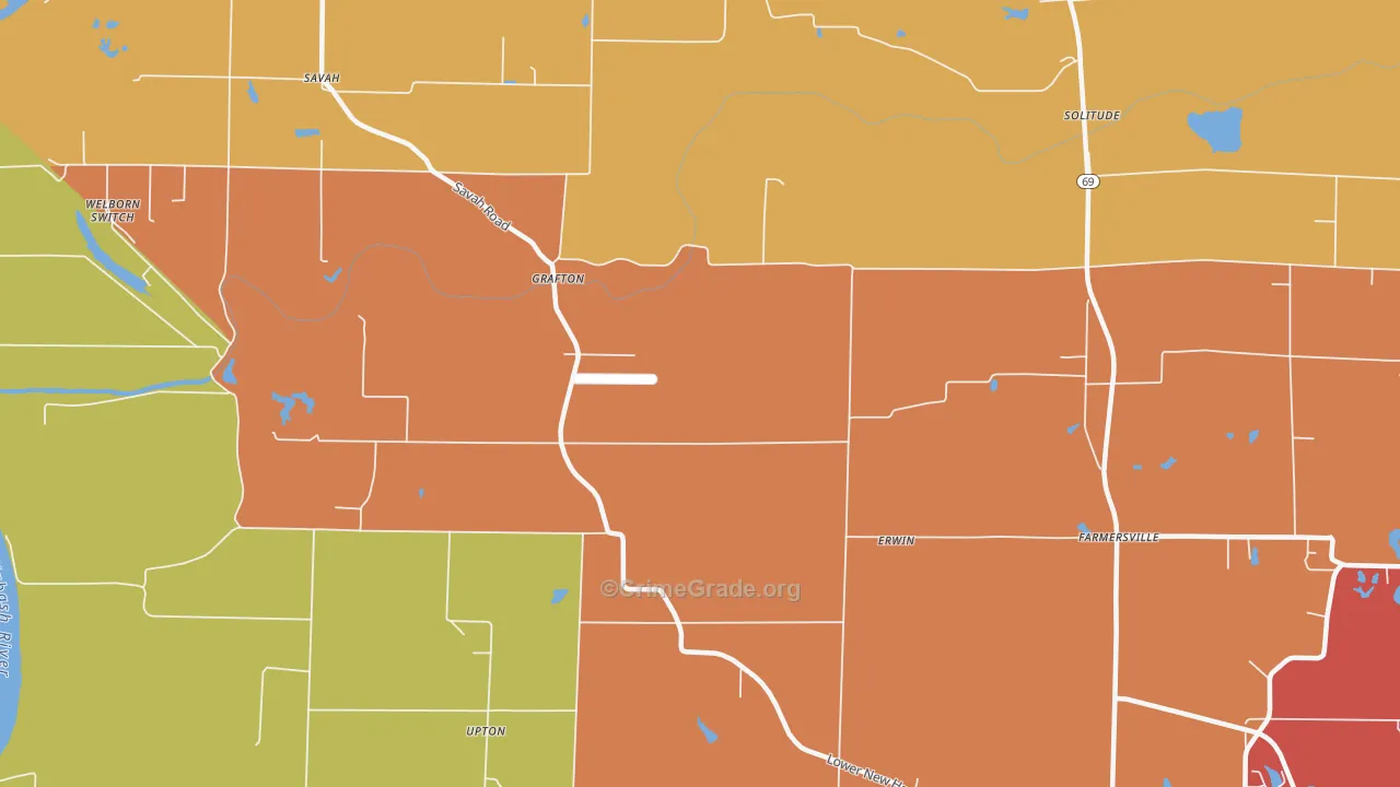 Grafton, IN Map of Arson Rates