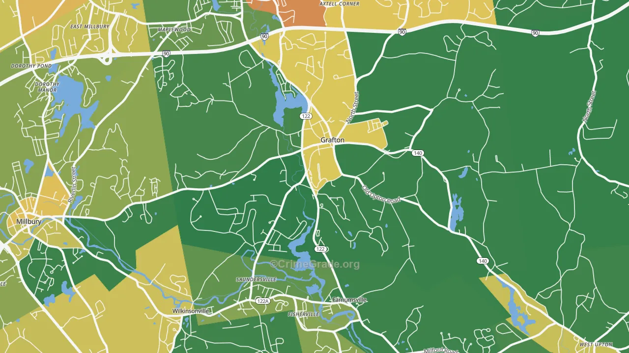 Grafton, MA Map of Arson Rates