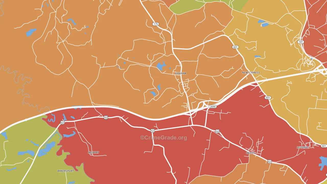 Graham, KY Map of Arson Rates