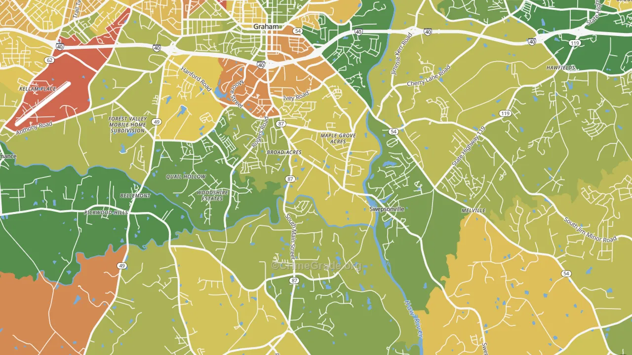 Graham, NC Map of Arson Rates