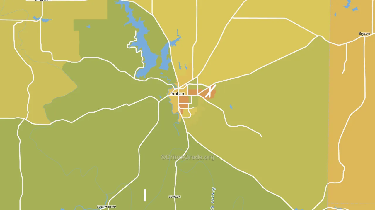 Graham, TX Map of Arson Rates