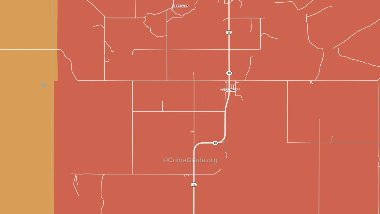 Grainola, OK Map of Arson Rates
