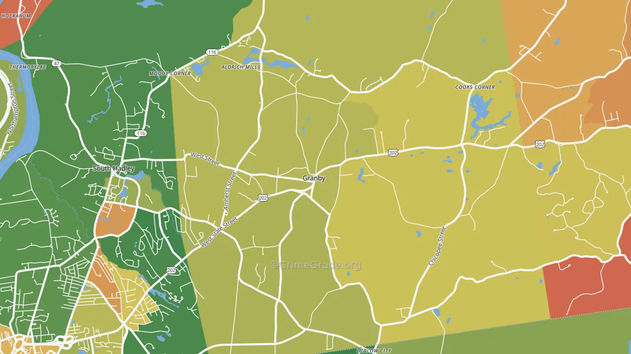 Granby, MA Map of Arson Rates