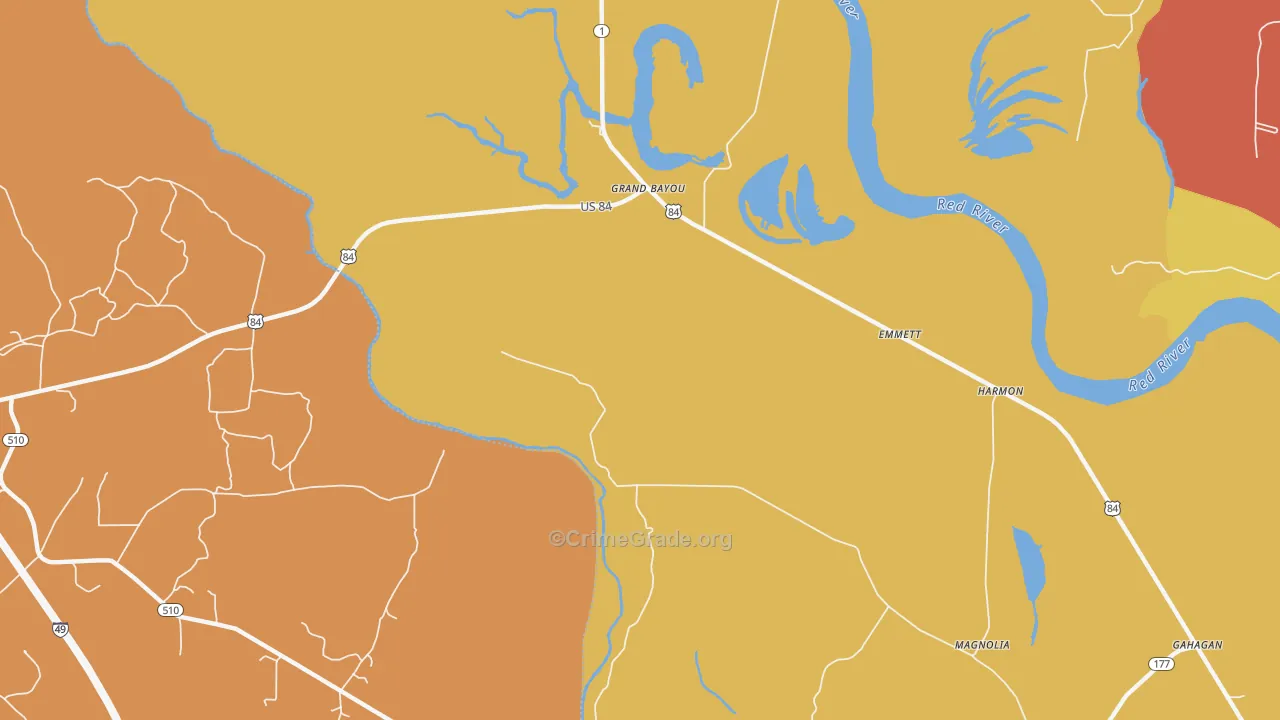 Grand Bayou, LA Map of Arson Rates