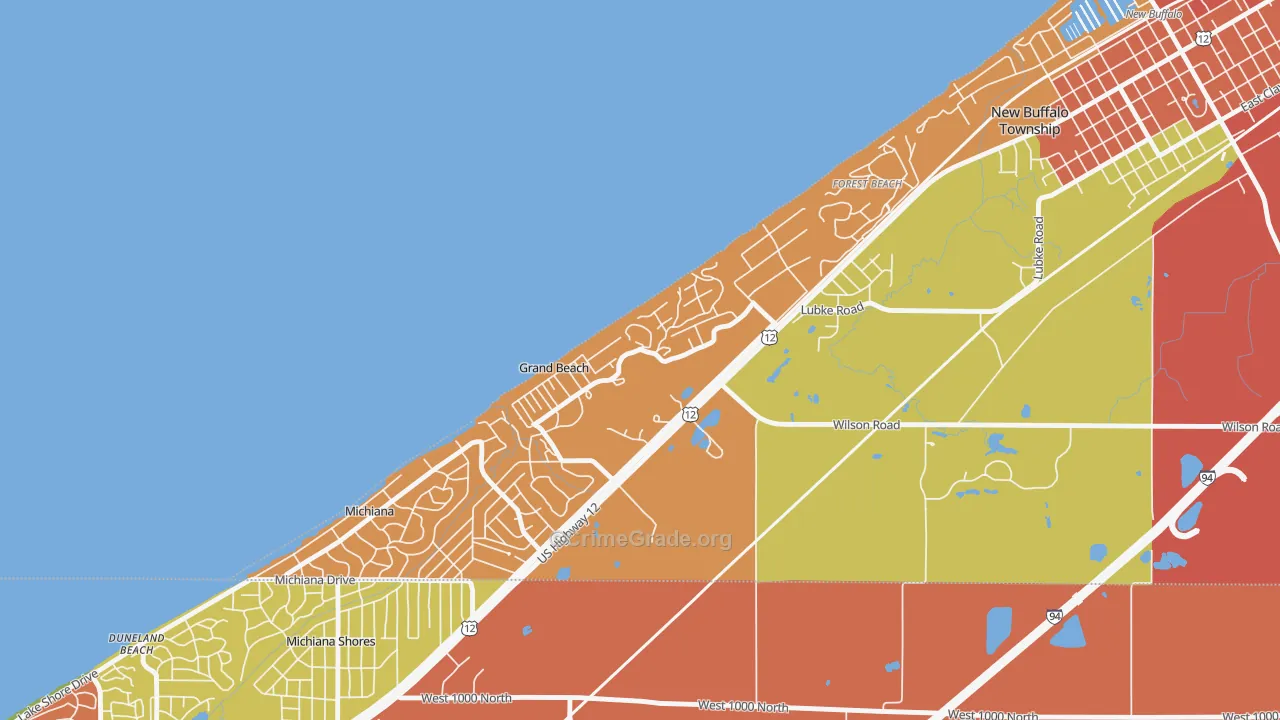 Grand Beach, MI Map of Arson Rates