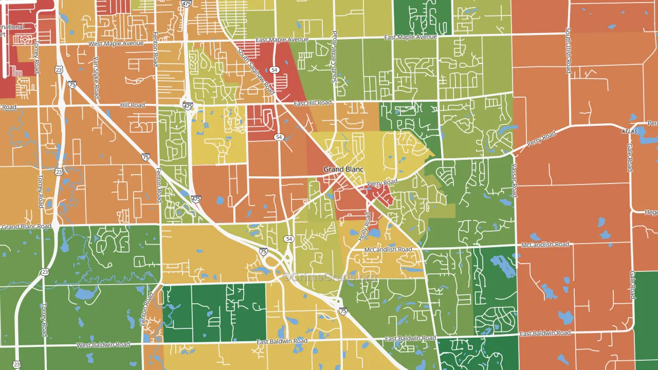 Grand Blanc, MI Map of Arson Rates