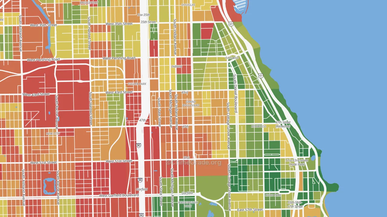 Grand Boulevard, Chicago, IL Map of Arson Rates