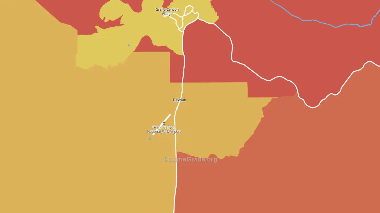 Grand Canyon, AZ Map of Arson Rates