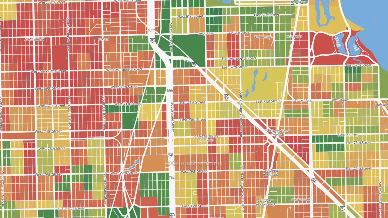 Grand Crossing, Chicago, IL Map of Arson Rates