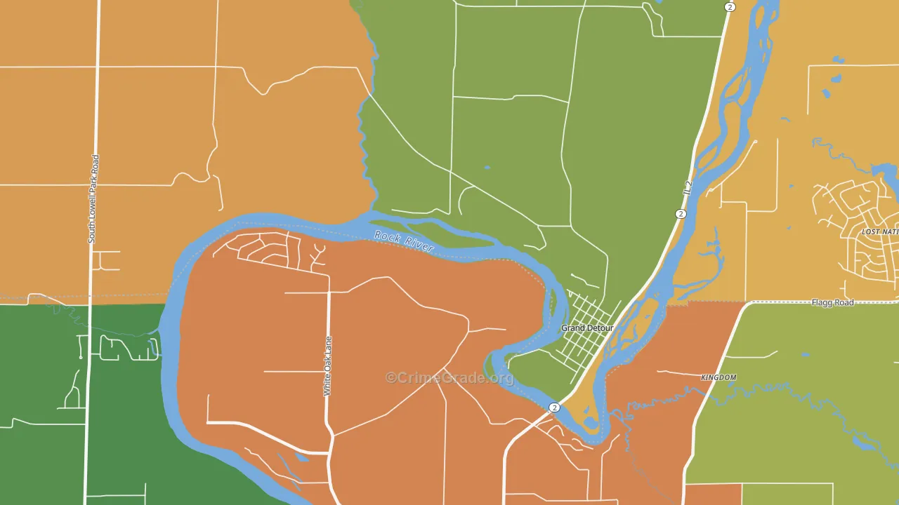 Grand Detour, IL Map of Arson Rates