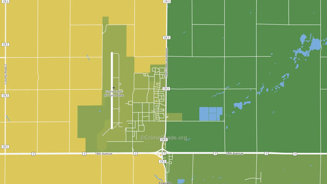 Grand Forks Afb, ND Map of Arson Rates