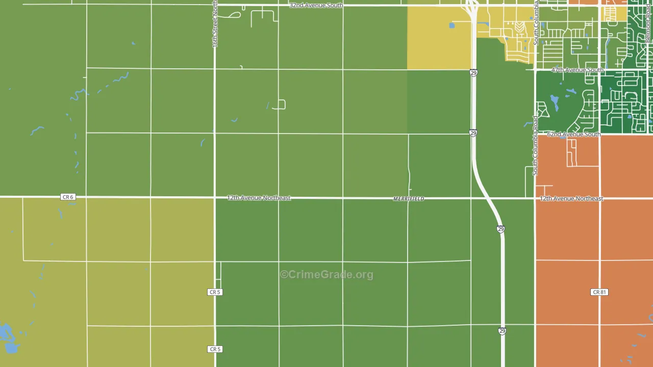 Grand Forks Air Force Base, ND Map of Arson Rates