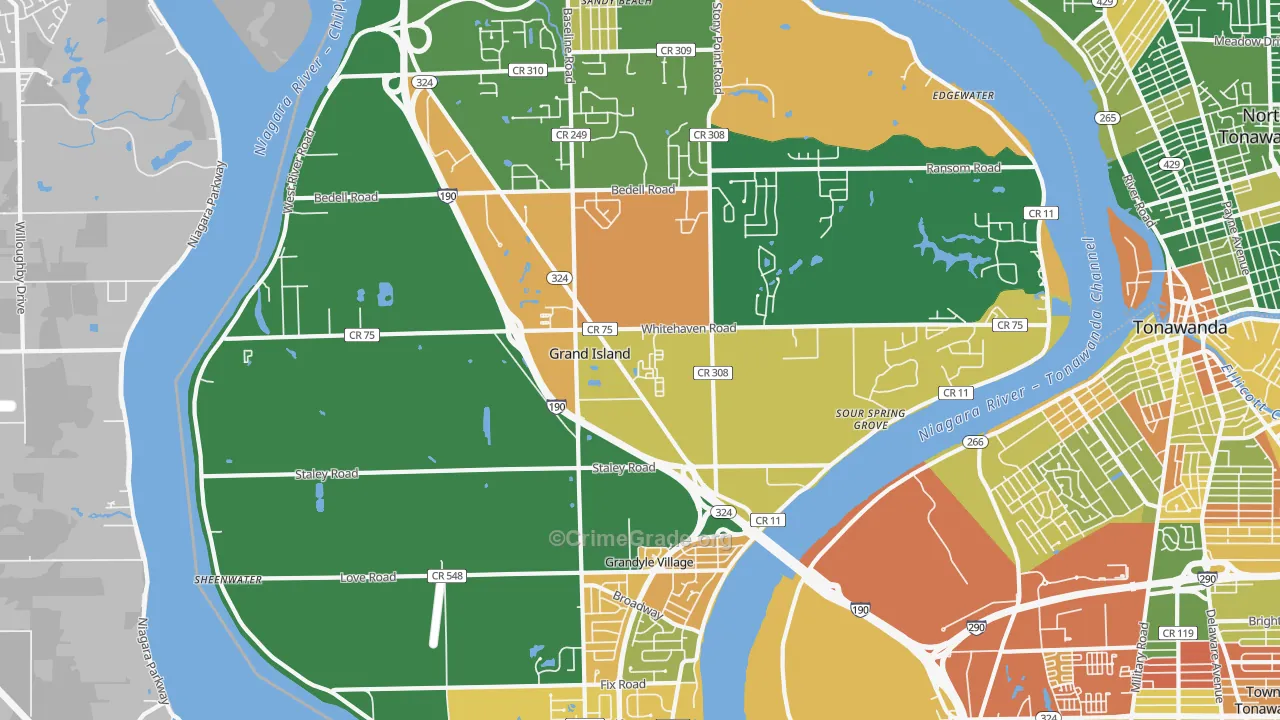 Grand Island, NY Map of Arson Rates