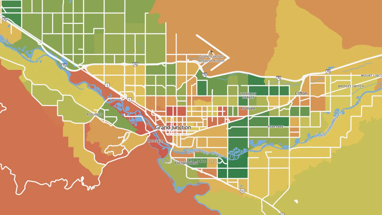 Grand Junction, CO Map of Arson Rates