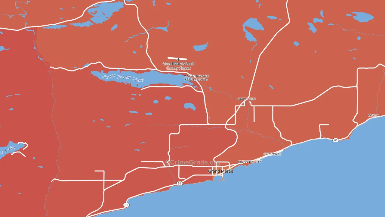 Grand Marais, MN Map of Arson Rates