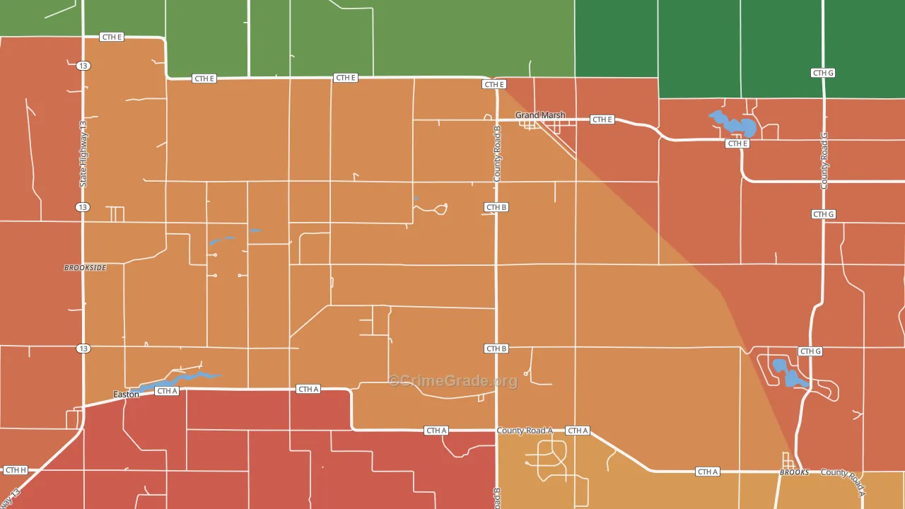 Grand Marsh, WI Map of Arson Rates
