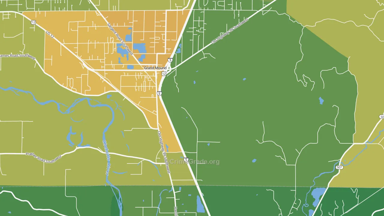 Grand Mound, WA Map of Arson Rates