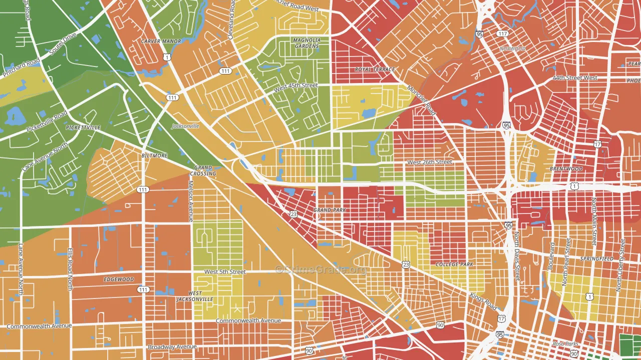 Grand Park, Jacksonville, FL Map of Arson Rates