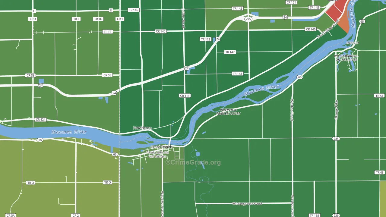 Grand Rapids, OH Map of Arson Rates