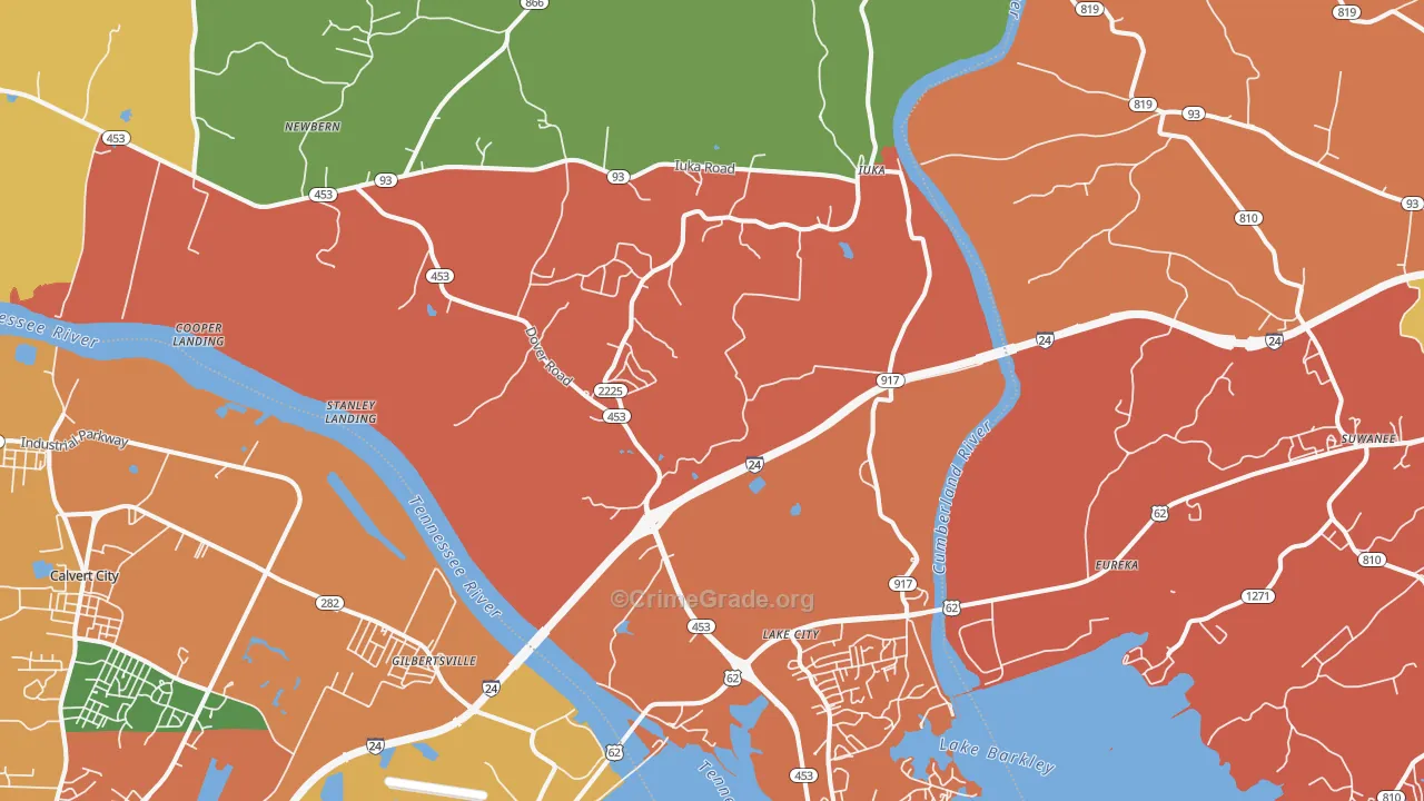 Grand Rivers, KY Map of Arson Rates