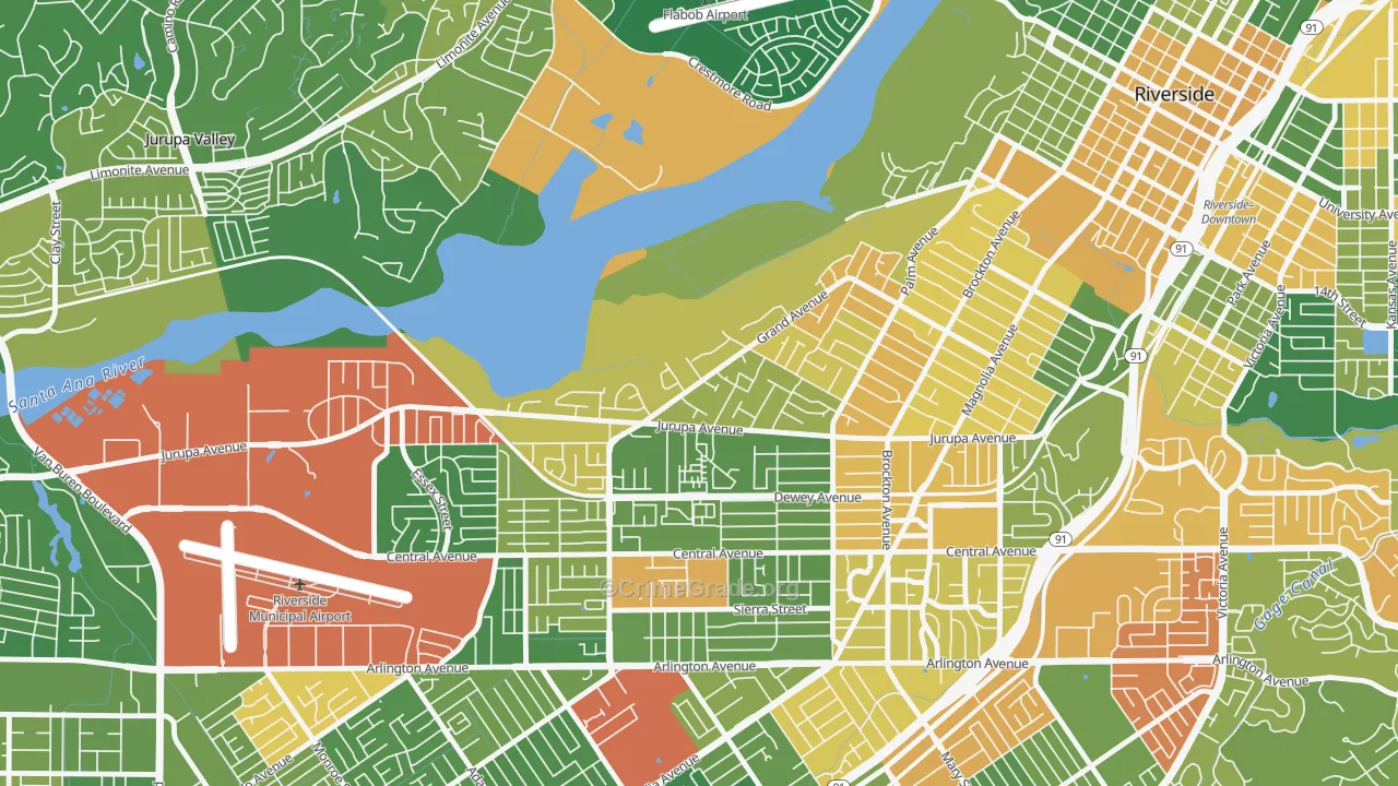 Grand, Riverside, CA Map of Arson Rates