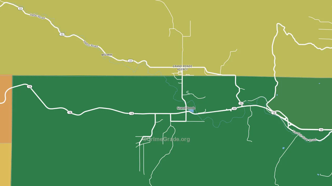 Grand Ronde, OR Map of Arson Rates