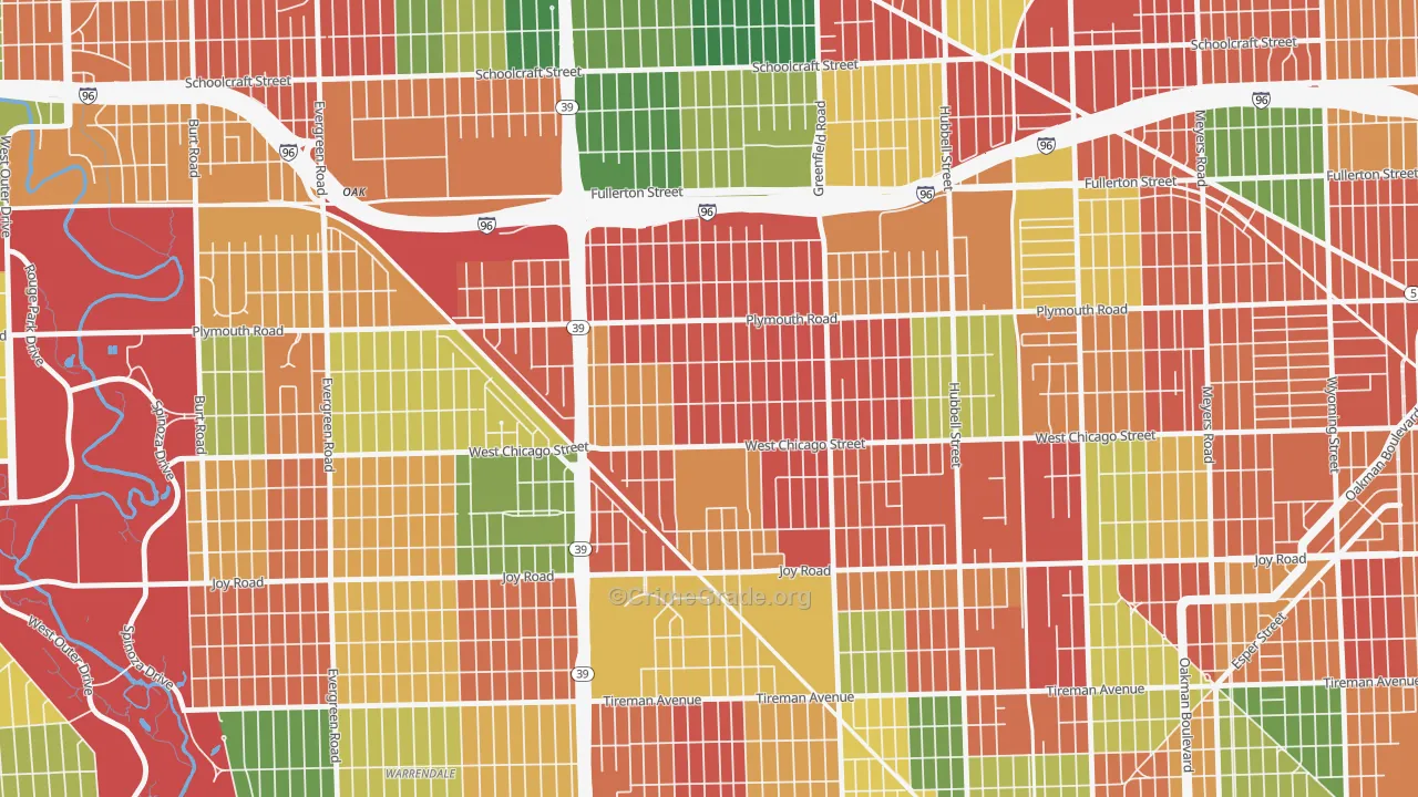 Grandale, Detroit, MI Map of Arson Rates