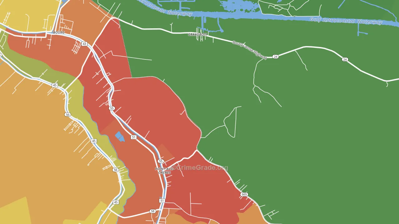 Grandbois, LA Map of Arson Rates