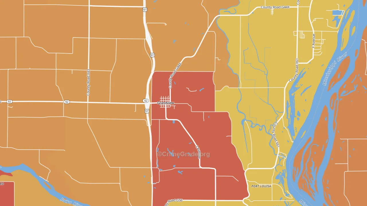 Grandview, IA Map of Arson Rates