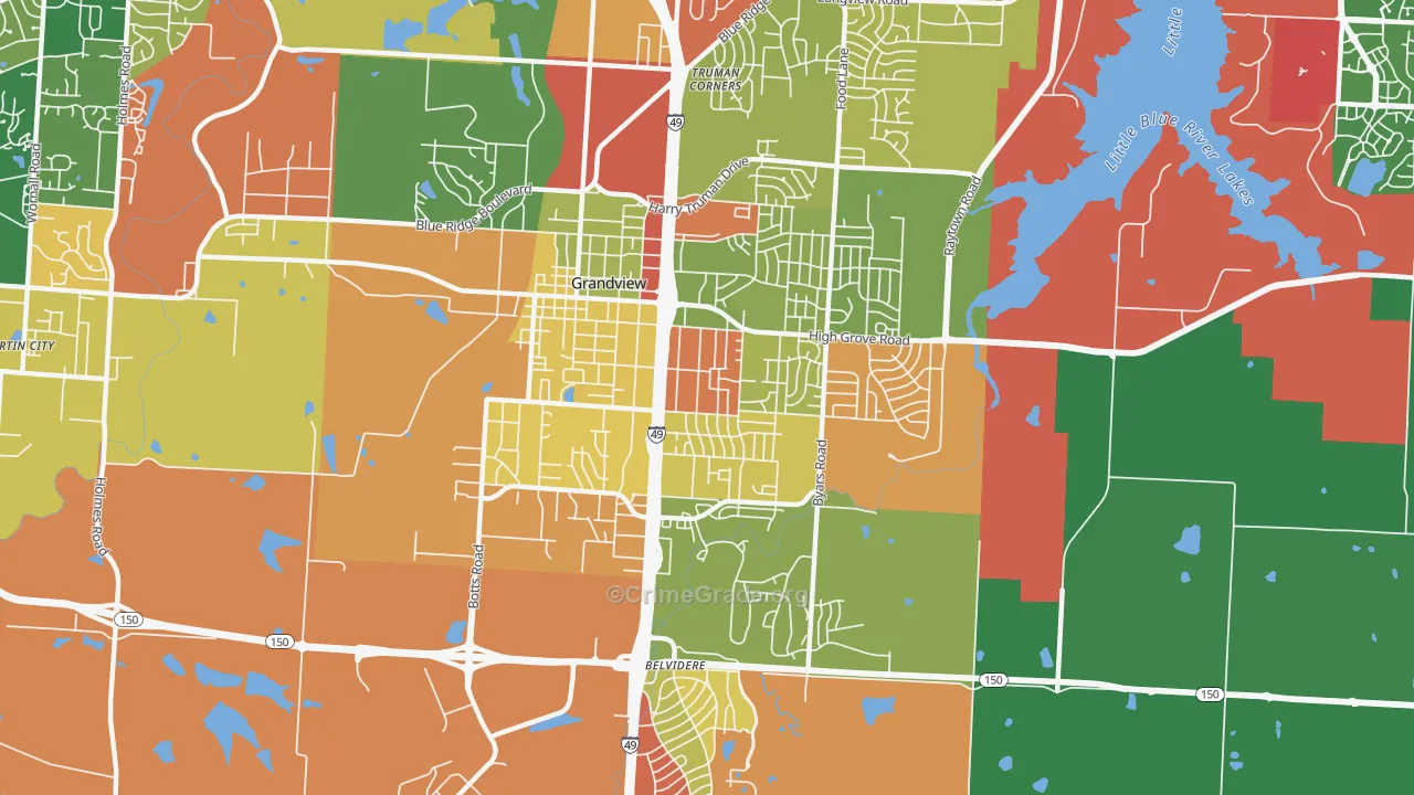 Grandview, MO Map of Arson Rates