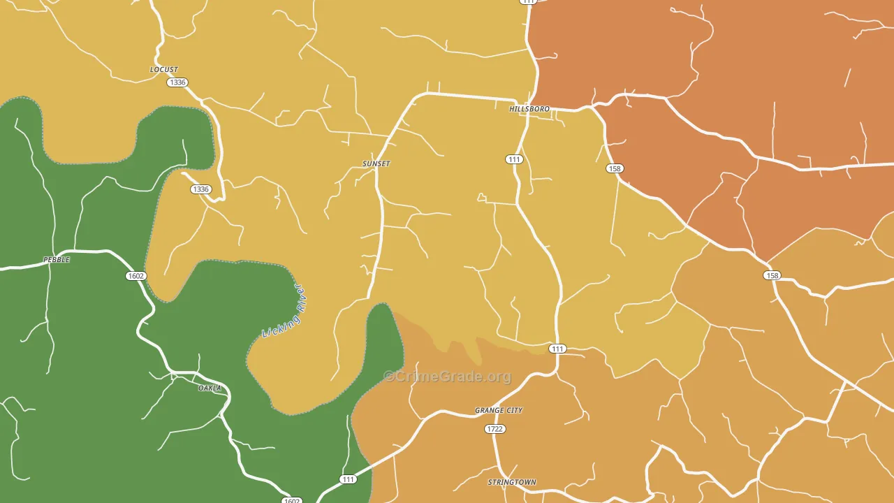Grange City, KY Map of Arson Rates