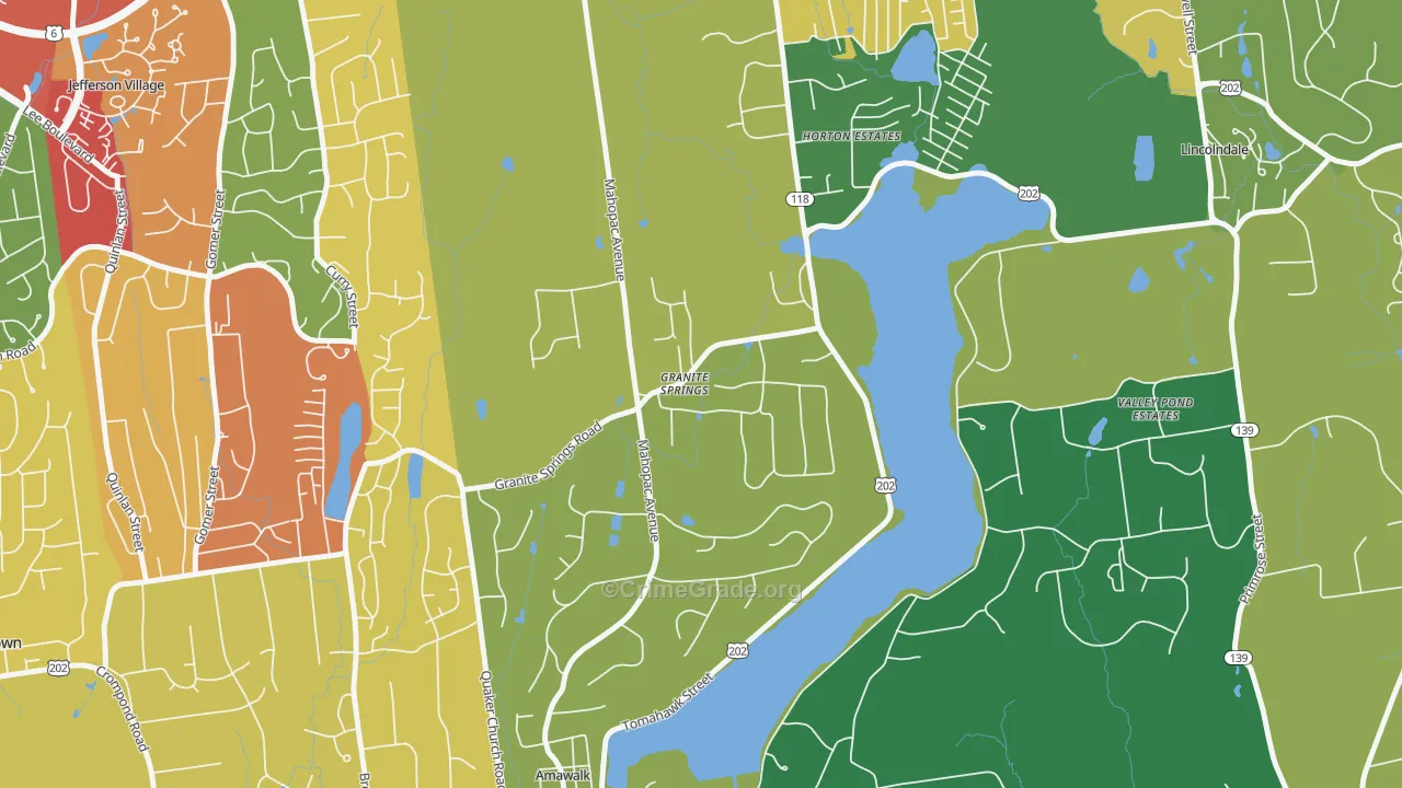 Granite Springs, NY Map of Arson Rates